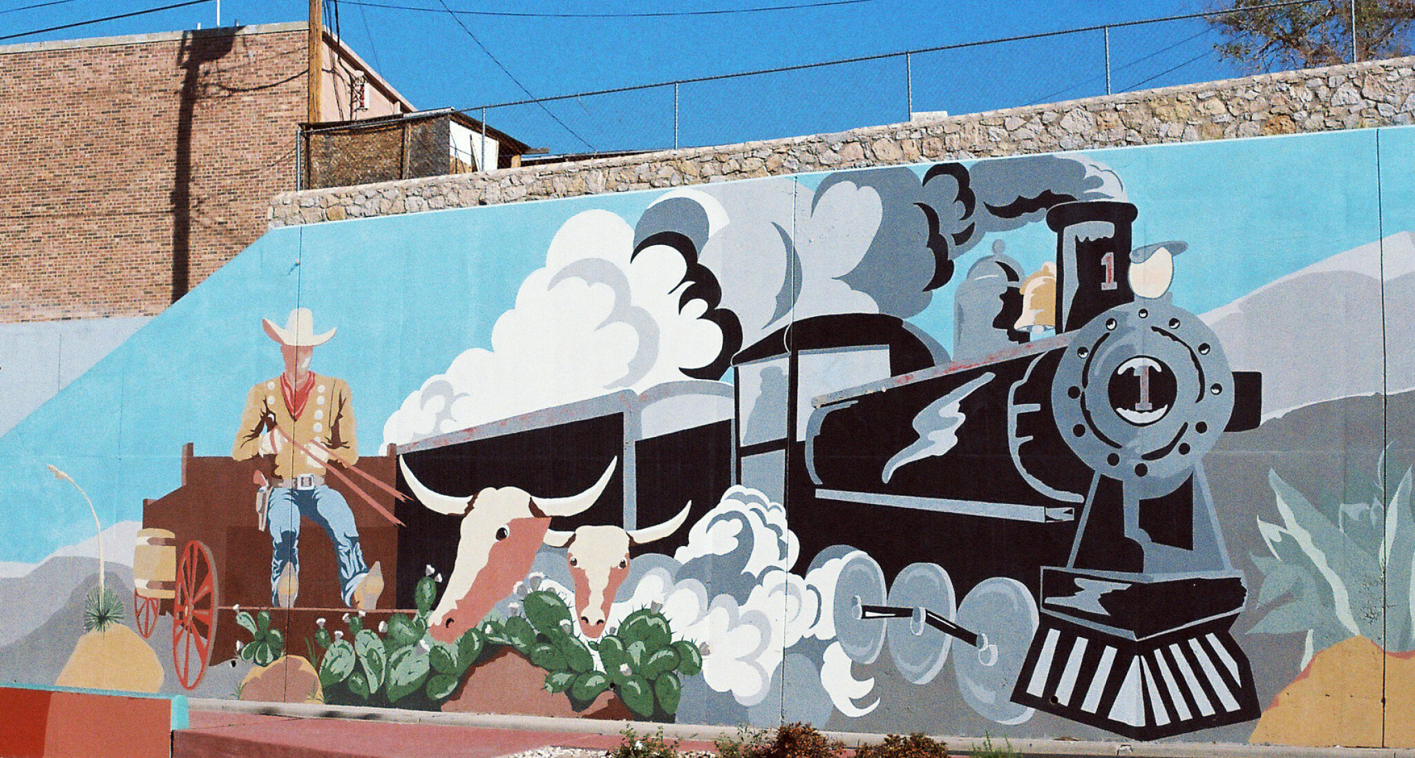Geronimo Mural Stagecoach and Train El Paso, Texas DIGIE