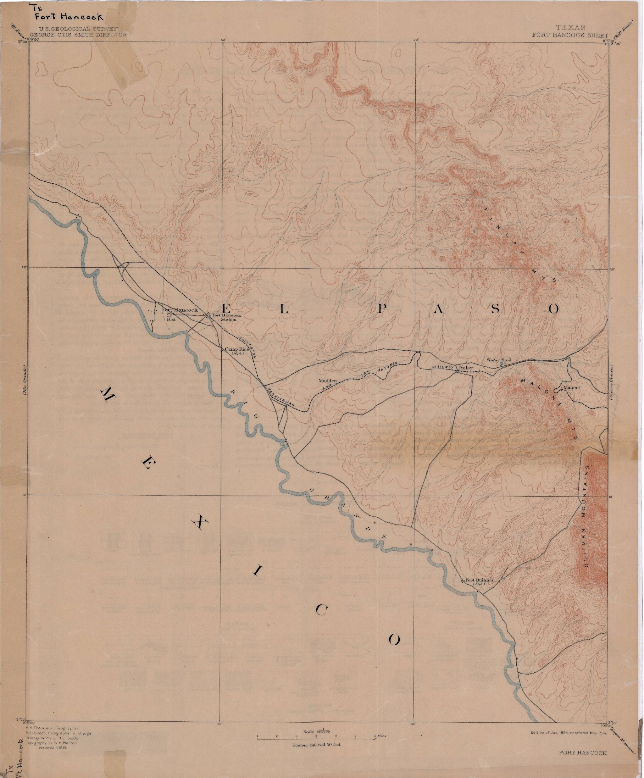 Map of Fort Hancock, Texas circa 1915 DIGIE