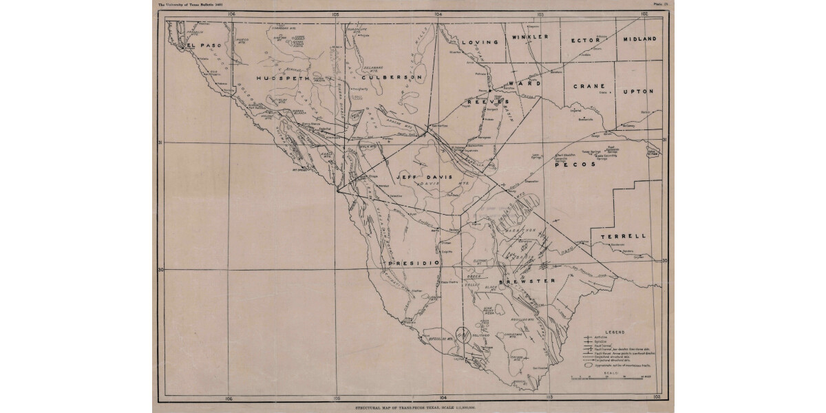 Structural Map of Trans-Pecos Texas | wall