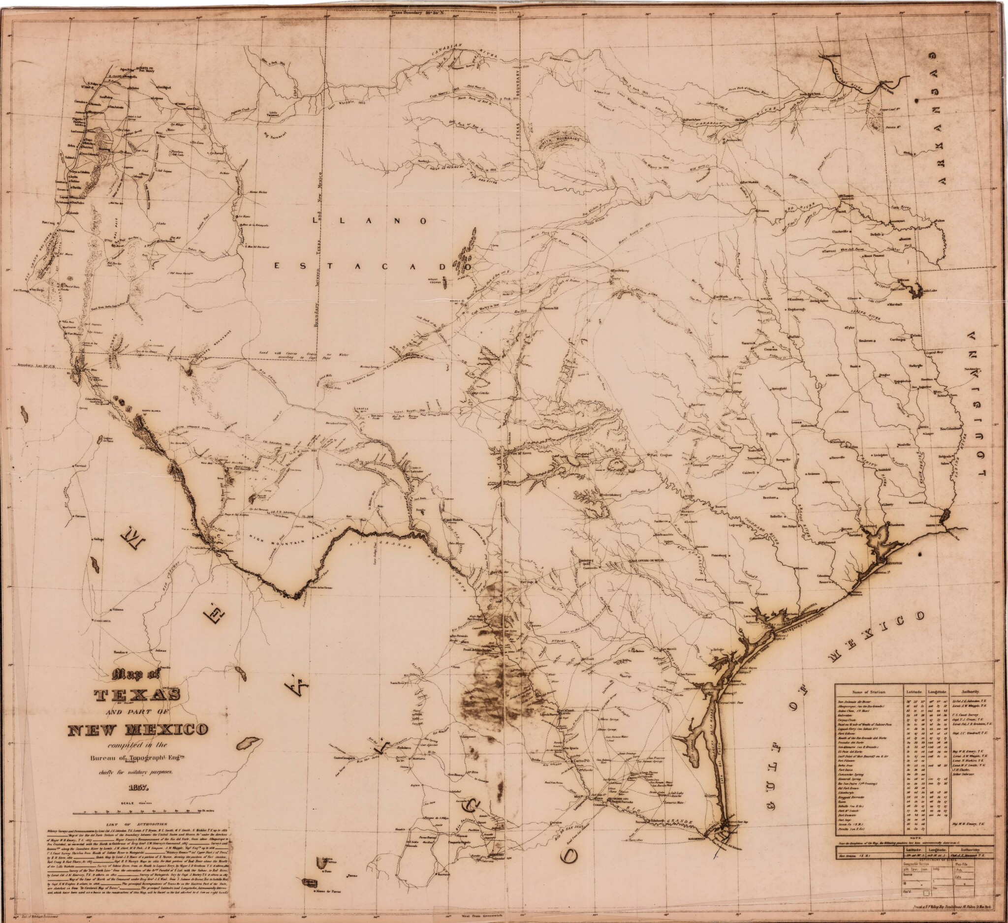 Map of Texas and Part of New Mexico - DIGIE